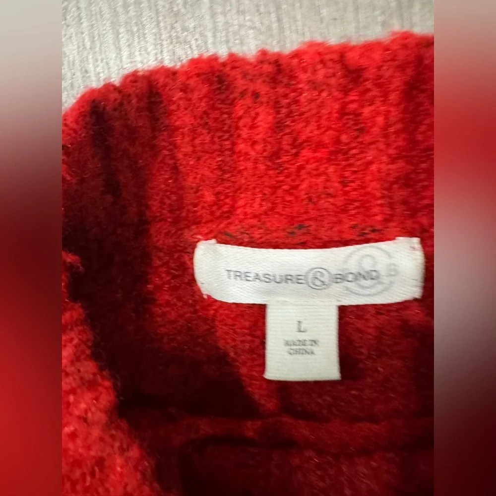 Treasure & Bond Vibrant Red Cable Knit Sweater